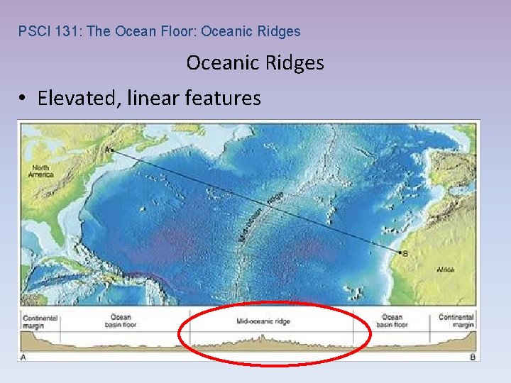 PSCI 131: The Ocean Floor: Oceanic Ridges • Elevated, linear features 