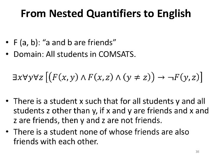 From Nested Quantifiers to English • 38 