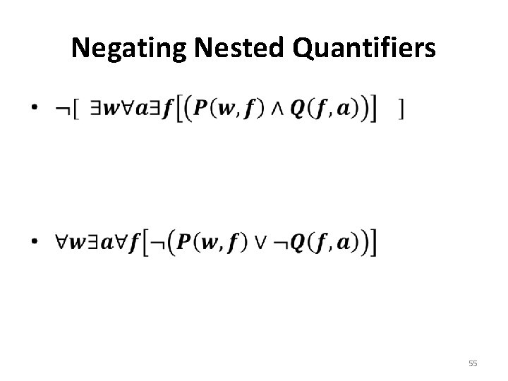 Negating Nested Quantifiers • 55 