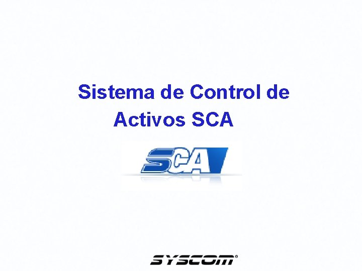 Sistema de Control de Activos SCA Sistema de Control de Activos SCA