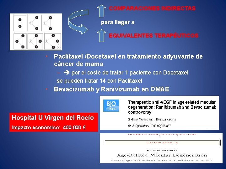 COMPARACIONES INDIRECTAS para llegar a EQUIVALENTES TERAPÉUTICOS • Paclitaxel /Docetaxel en tratamiento adyuvante de