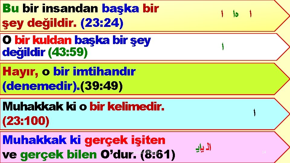 Bu bir insandan başka bir şey değildir. (23: 24) O bir kuldan başka bir