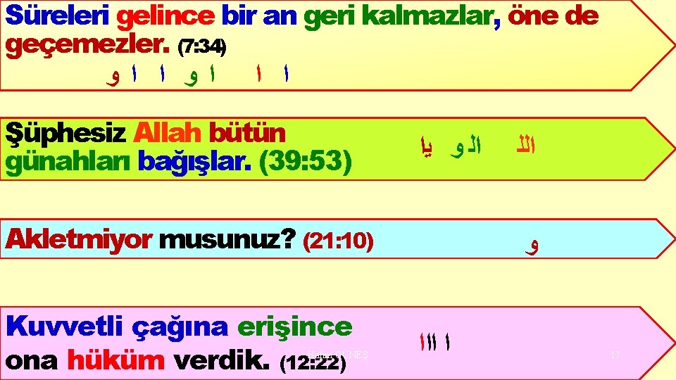 Süreleri gelince bir an geri kalmazlar, öne de geçemezler. (7: 34) ﺍ ﺍ ﺍ