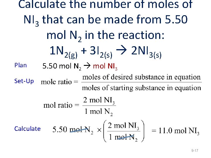 Calculate the number of moles of NI 3 that can be made from 5.