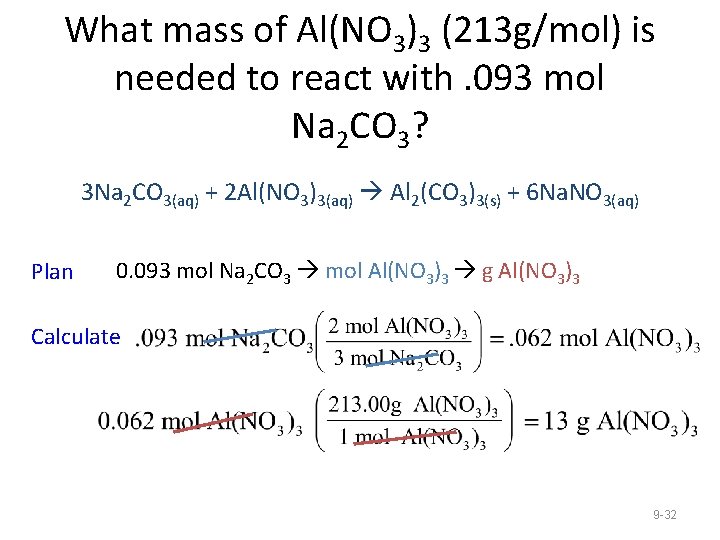 What mass of Al(NO 3)3 (213 g/mol) is needed to react with. 093 mol