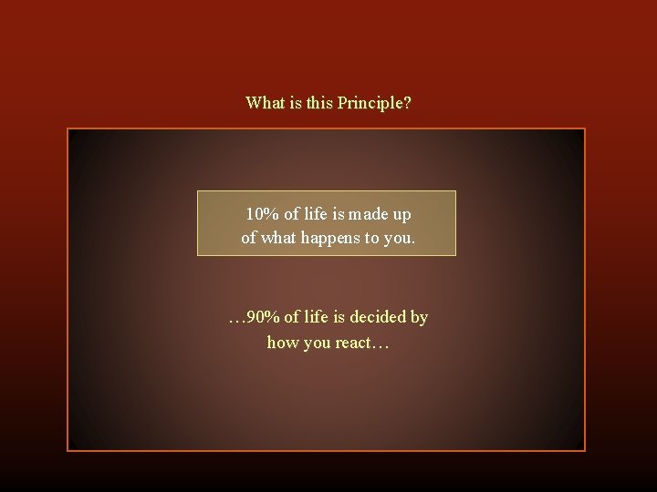 What is this Principle? 10% of life is made up of what happens to