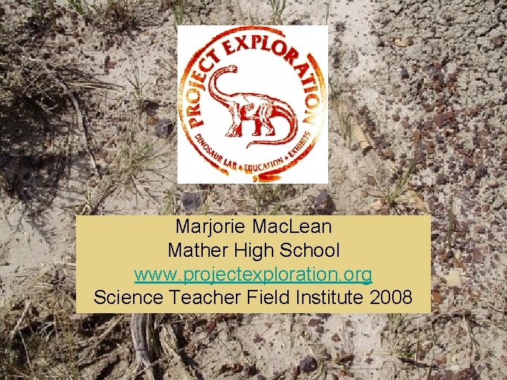 Marjorie Mac. Lean Mather High School www. projectexploration. org Science Teacher Field Institute 2008