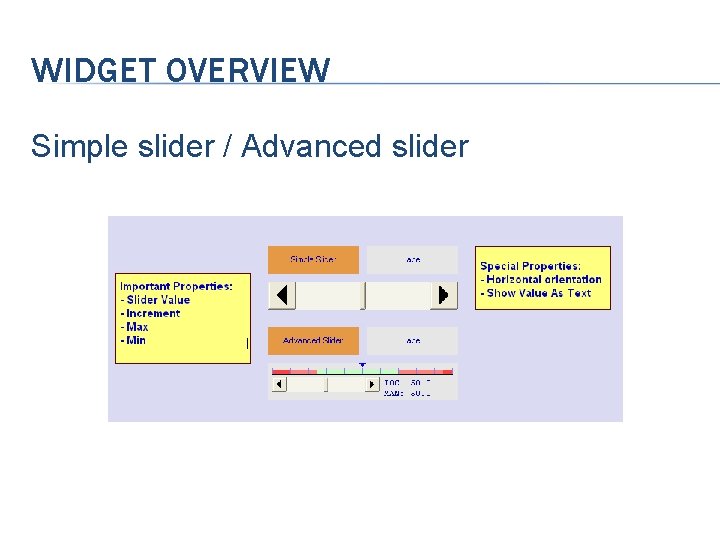 WIDGET OVERVIEW Simple slider / Advanced slider 