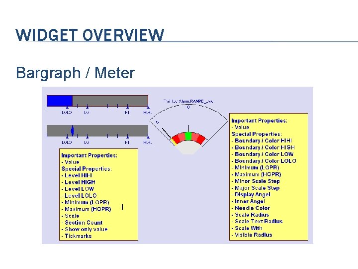 WIDGET OVERVIEW Bargraph / Meter 