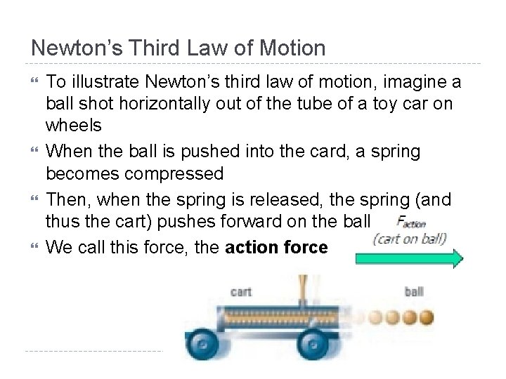 Newton’s Third Law of Motion To illustrate Newton’s third law of motion, imagine a
