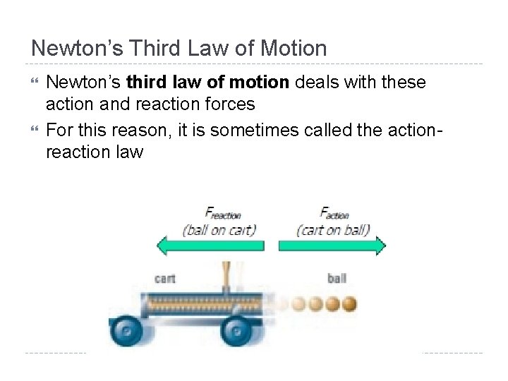 Newton’s Third Law of Motion Newton’s third law of motion deals with these action