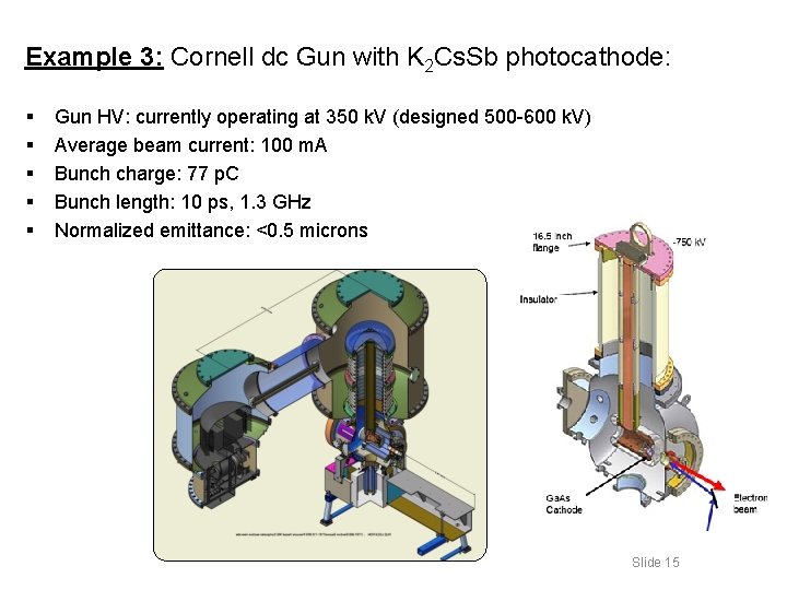 Example 3: Cornell dc Gun with K 2 Cs. Sb photocathode: § § §