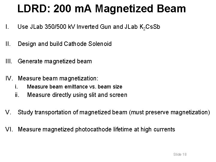 LDRD: 200 m. A Magnetized Beam I. Use JLab 350/500 k. V Inverted Gun