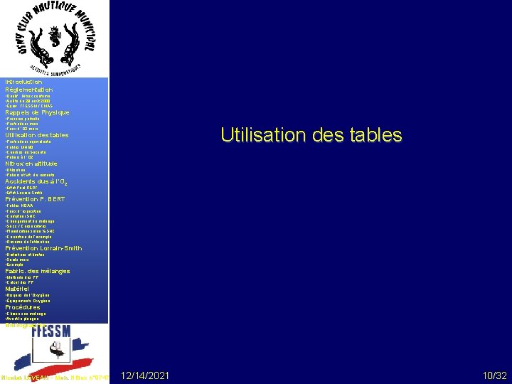 Introduction Réglementation • Qualif. . Nitrox confirmé • Arrêté du 28 août 2000 •