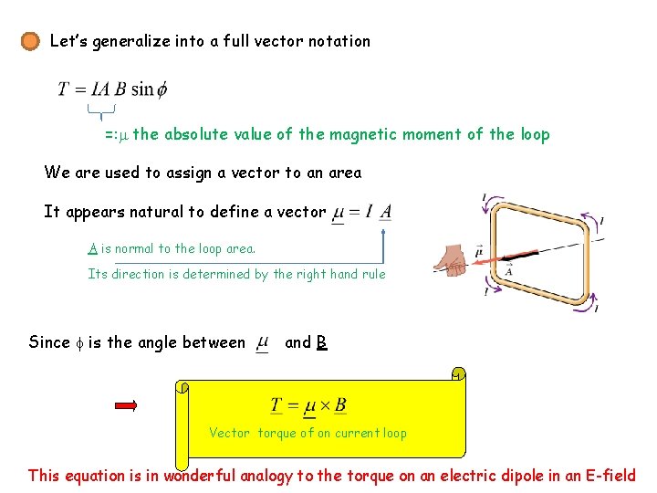 Let’s generalize into a full vector notation =: the absolute value of the magnetic