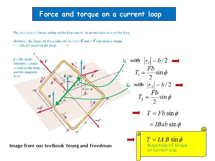 Force and torque on a current loop r 1 with r 2 with Image