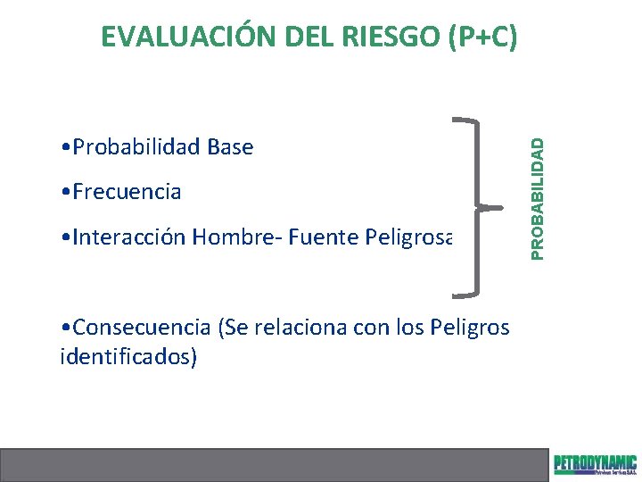  • Probabilidad Base • Frecuencia • Interacción Hombre- Fuente Peligrosa • Consecuencia (Se