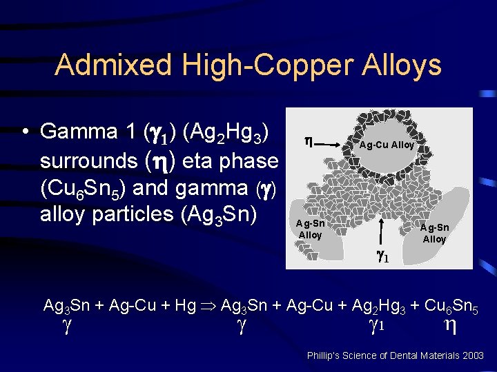 Admixed High-Copper Alloys • Gamma 1 ( 1) (Ag 2 Hg 3) surrounds (