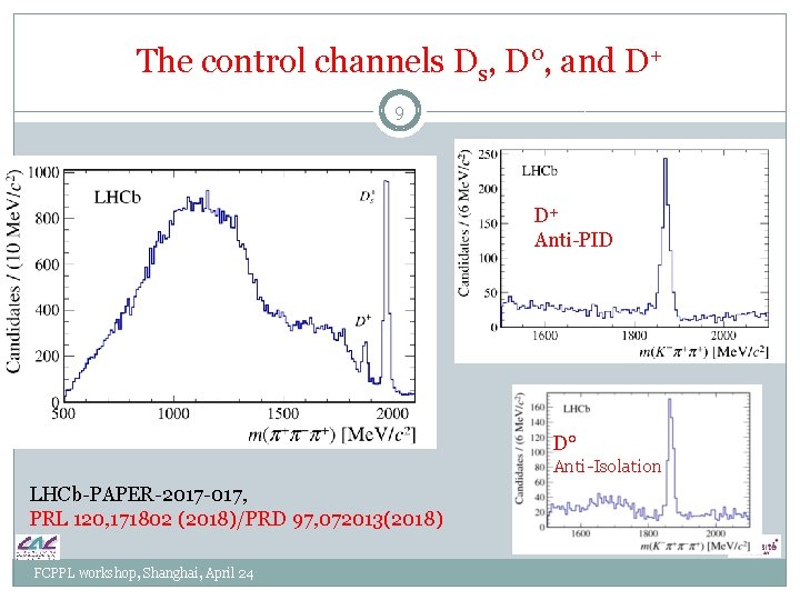 The control channels Ds, D°, and D+ 9 D+ Anti-PID Ds Ds Run 1,