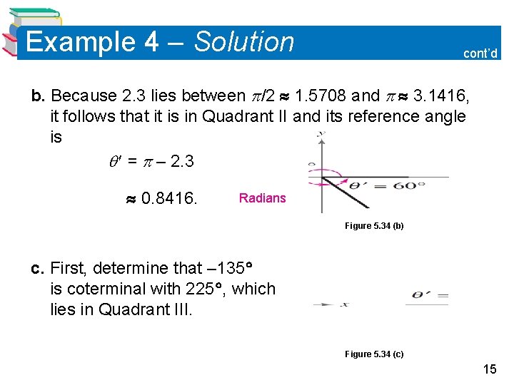 Example 4 – Solution cont’d b. Because 2. 3 lies between /2 1. 5708