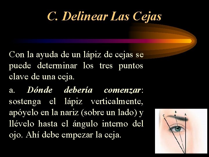 C. Delinear Las Cejas Con la ayuda de un lápiz de cejas se puede