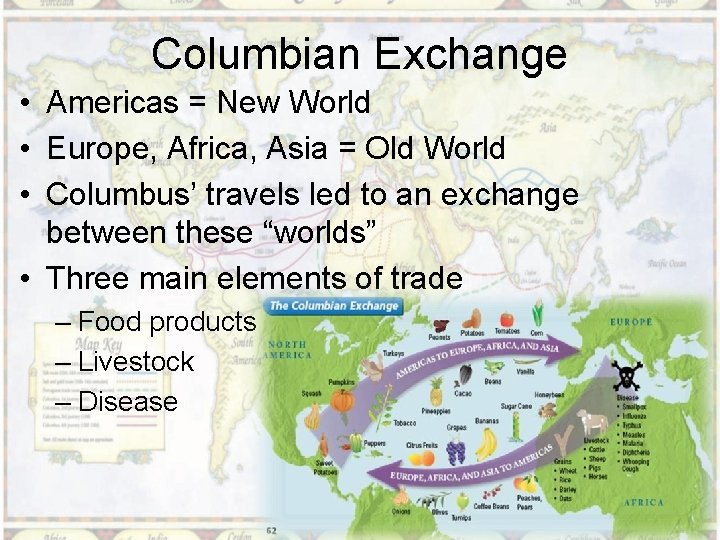 Columbian Exchange • Americas = New World • Europe, Africa, Asia = Old World