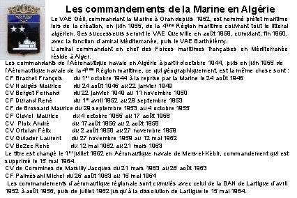 Les commandements de la Marine en Algérie Le VAE Géli, commandant la Marine à
