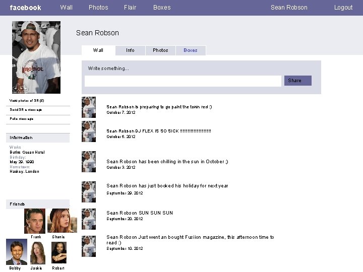 facebook Wall Photos Flair Boxes Info Photos Sean Robson Wall Boxes Write something… Share