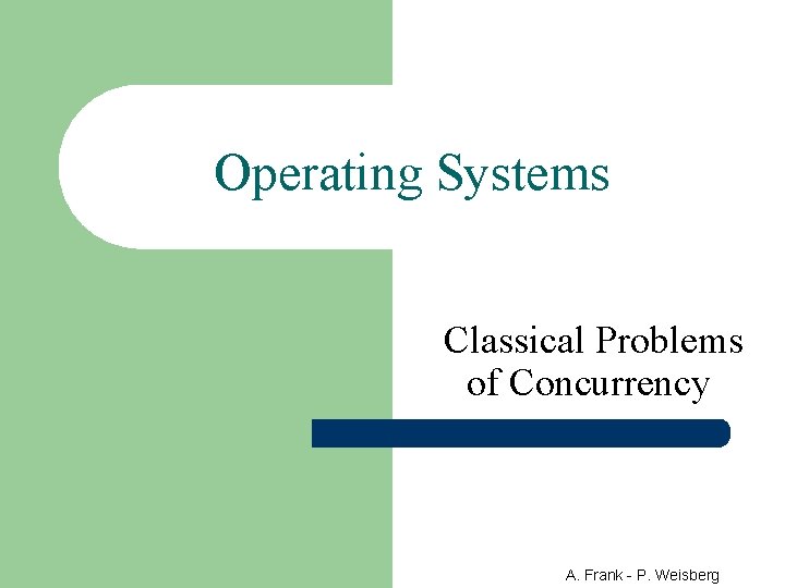 Operating Systems Classical Problems of Concurrency A. Frank - P. Weisberg 