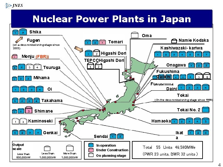 Nuclear Power Plants in Japan Shika 志賀 in Operation (PWR 23, BWR 32) as