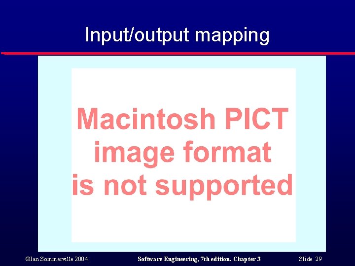 Input/output mapping ©Ian Sommerville 2004 Software Engineering, 7 th edition. Chapter 3 Slide 29