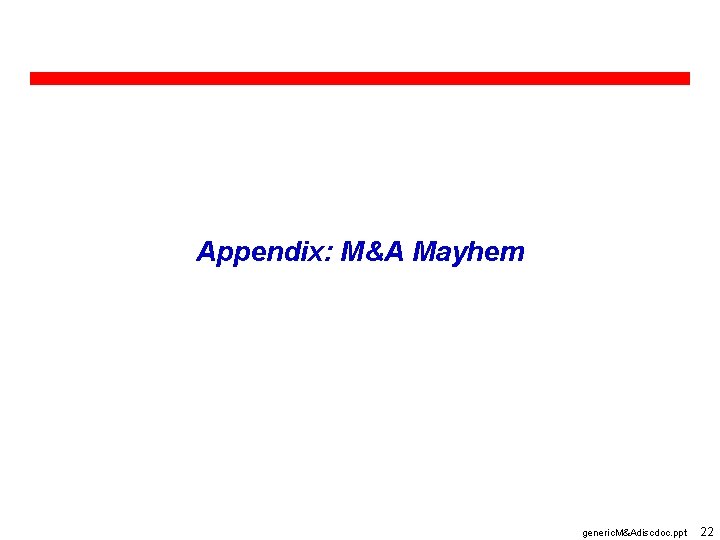 Appendix: M&A Mayhem generic. M&Adiscdoc. ppt 22 