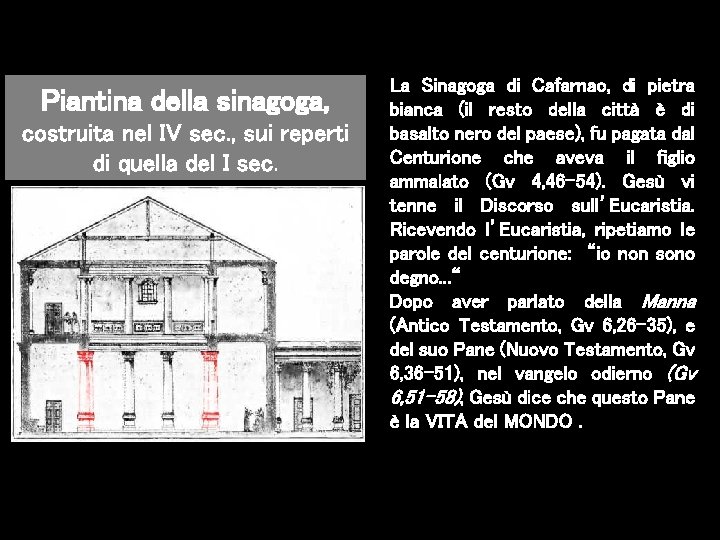 Piantina della sinagoga, costruita nel IV sec. , sui reperti di quella del I