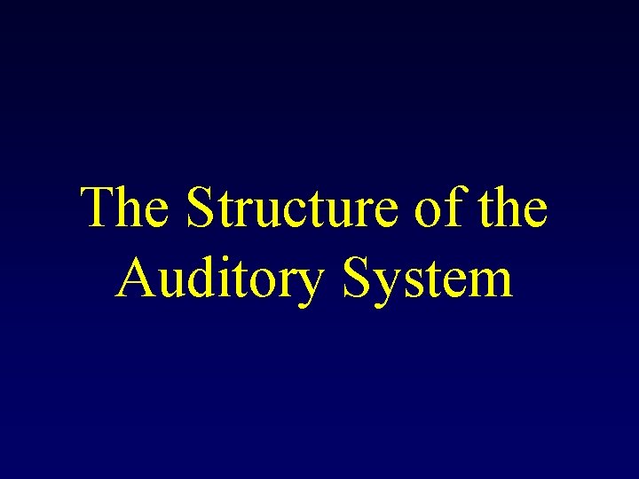 The Structure of the Auditory System 