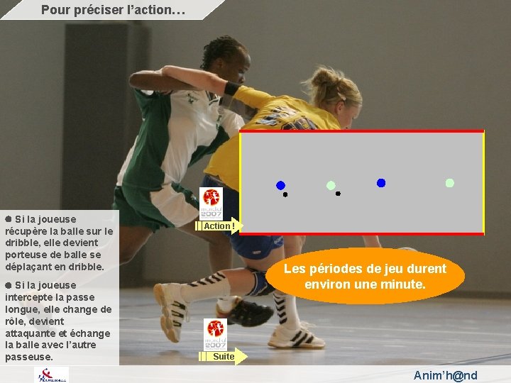 Pour préciser l’action… Si la joueuse récupère la balle sur le dribble, elle devient