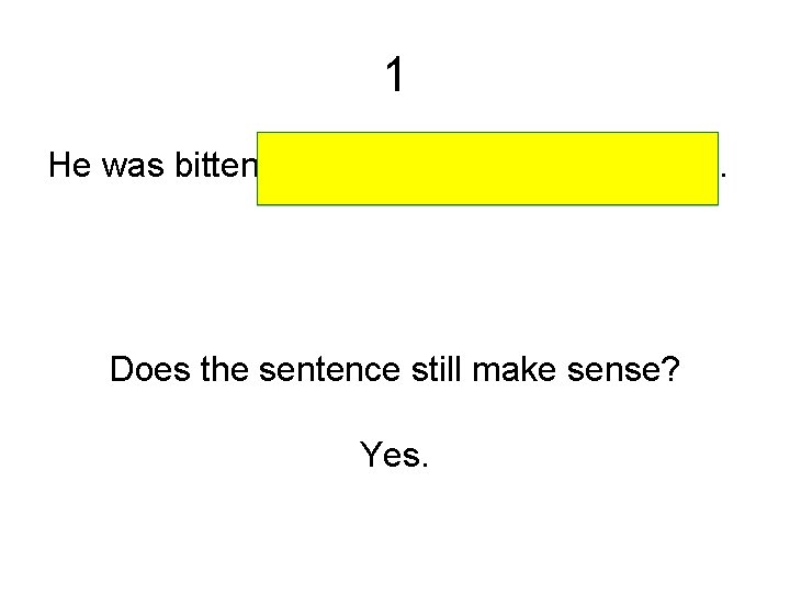 1 He was bitten by the dog with the red collar. Does the sentence