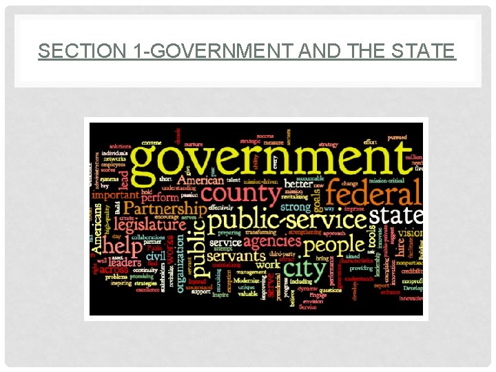 SECTION 1 -GOVERNMENT AND THE STATE 