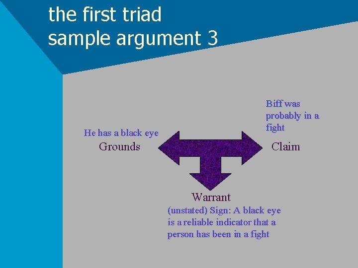 the first triad sample argument 3 Biff was probably in a fight He has