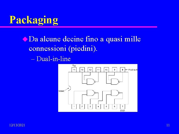 Packaging u Da alcune decine fino a quasi mille connessioni (piedini). – Dual-in-line 12/13/2021