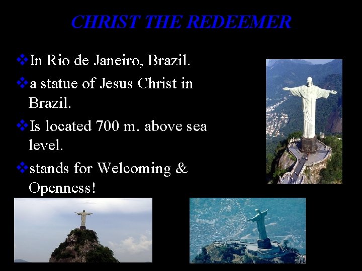 CHRIST THE REDEEMER v. In Rio de Janeiro, Brazil. va statue of Jesus Christ
