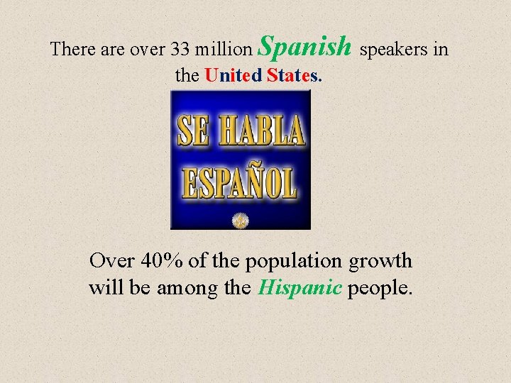 There are over 33 million Spanish speakers in the United States. Over 40% of