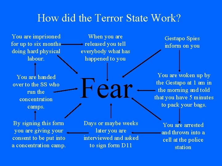 How did the Terror State Work? You are imprisoned for up to six months