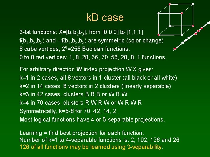 k. D case 3 -bit functions: X=[b 1 b 2 b 3], from [0,