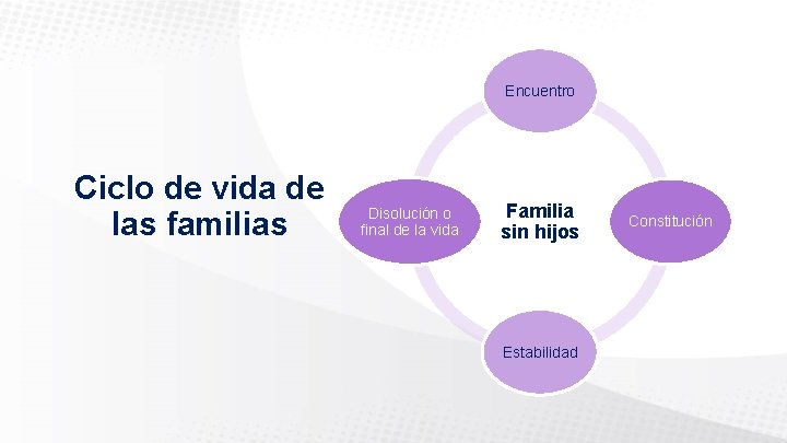 Encuentro Ciclo de vida de las familias Disolución o final de la vida Familia