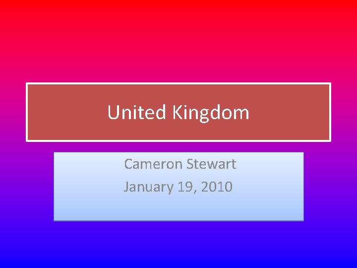 United Kingdom Cameron Stewart January 19, 2010 