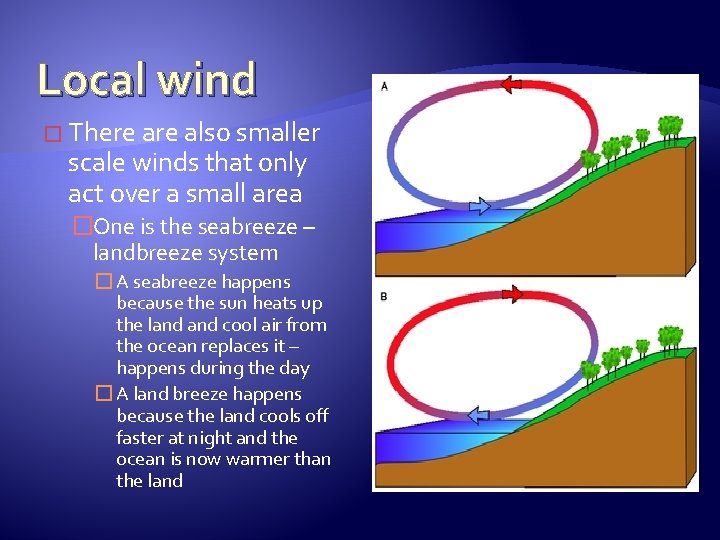 Local wind � There also smaller scale winds that only act over a small