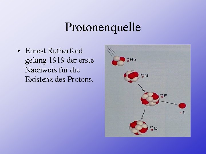 Protonenquelle • Ernest Rutherford gelang 1919 der erste Nachweis für die Existenz des Protons.