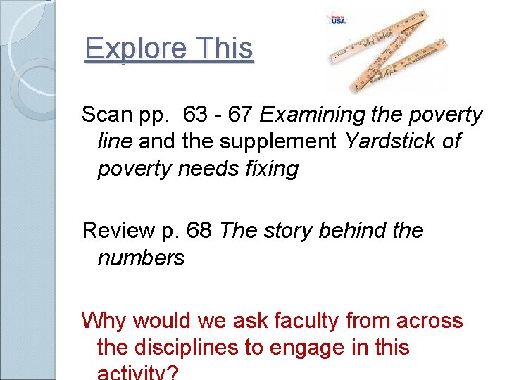 Explore This Scan pp. 63 - 67 Examining the poverty line and the supplement
