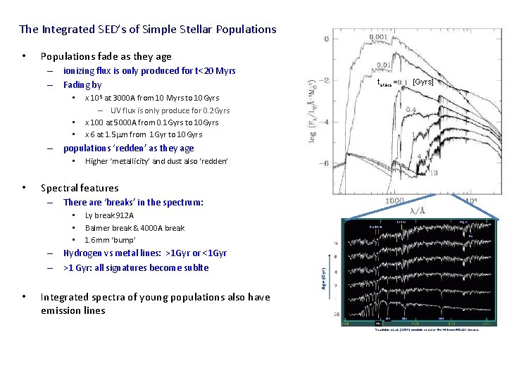 The Integrated SED’s of Simple Stellar Populations • Populations fade as they age –
