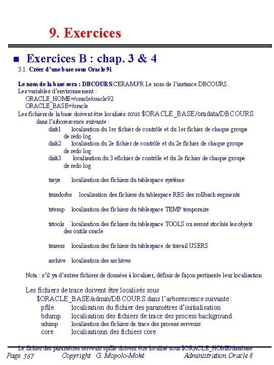 9. Exercices n Exercices B : chap. 3 & 4 3. 1. Créer d’une